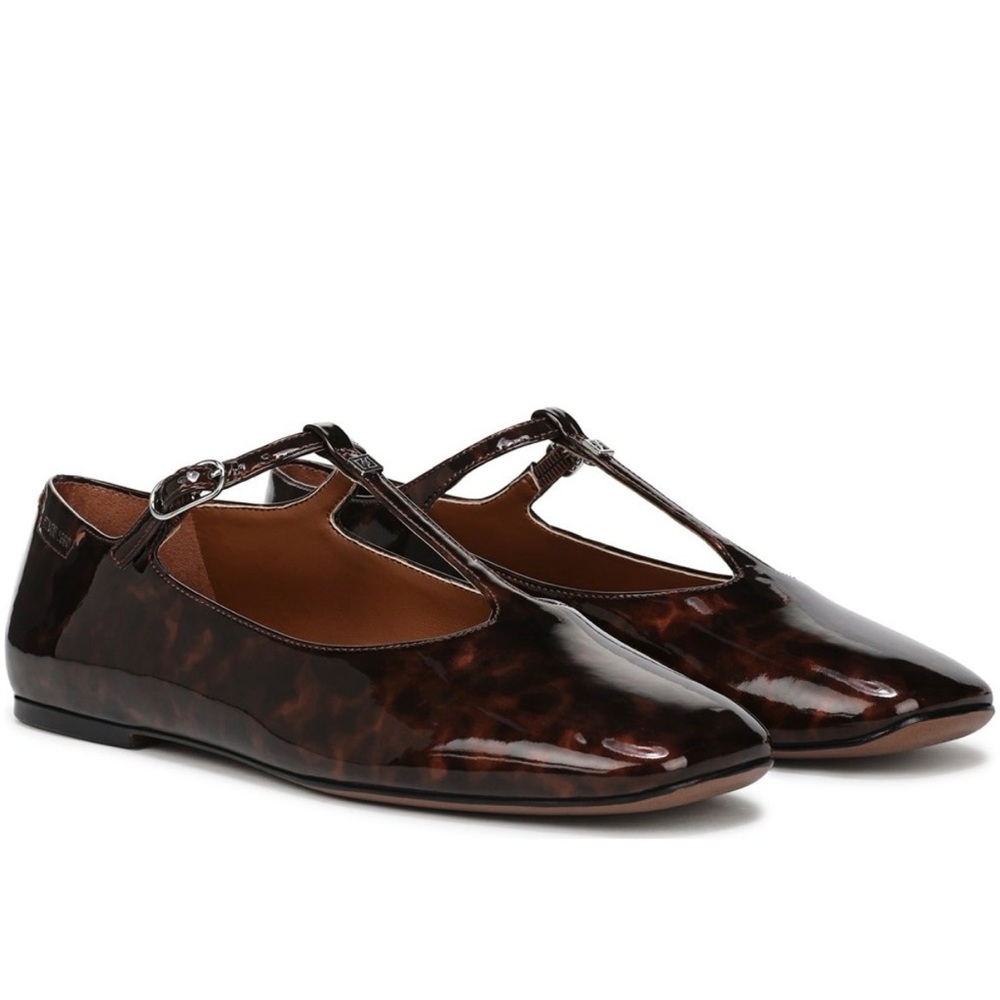 Franco Sarto Women's Marylee Mary Jane Flat Tortoise Patent Leather Size 7.5 NIB